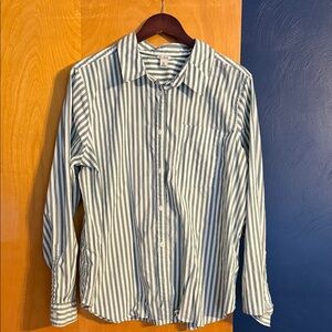 L.L. Bean Women's Button-Down Shirt - Blue and White Stripes
